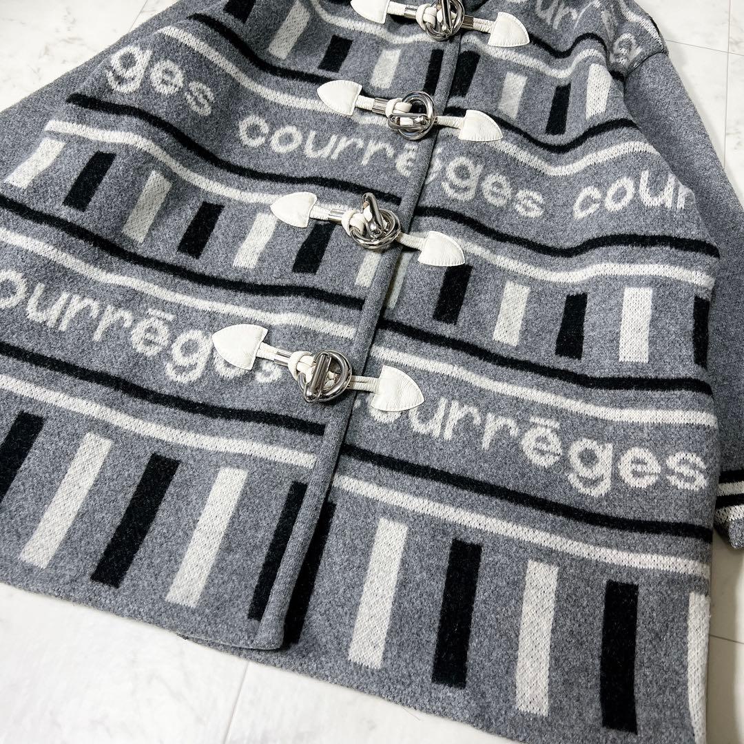 《希少ヴィンテージ》courreges クレージュ ニットダッフルコート 総柄