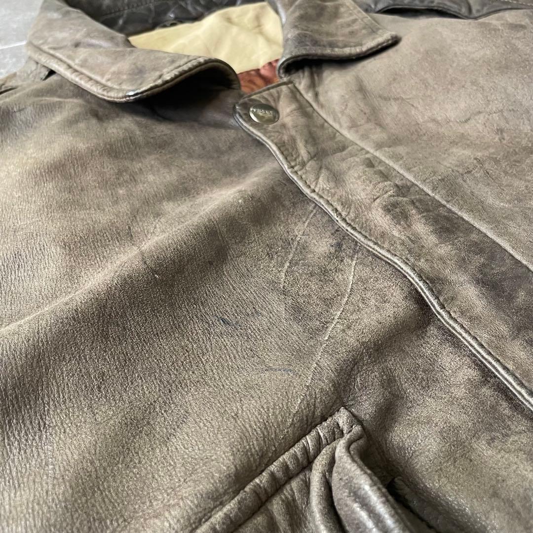 80-90'sa 鬼フェード 本革 A-2 レザーフライトジャケットL 短丈