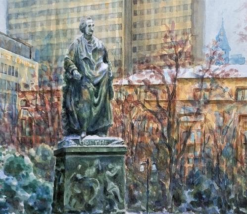 S.moriのサイン　タイトル「像のある街」（フランクフルト　アンマイン）　8号