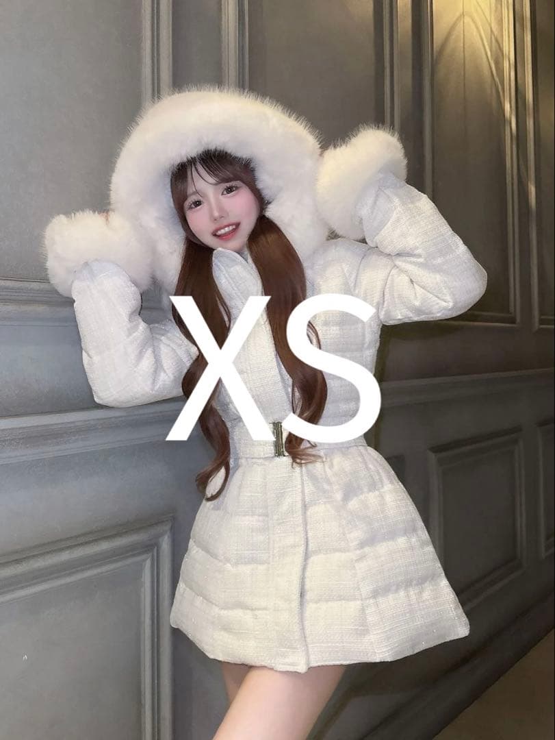 ダーリッチ レディミディツイードダウンコート ホワイトXS - メルカリ