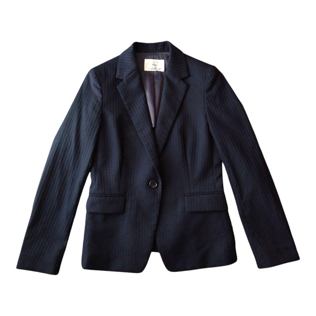 INED✺パンツスーツ セットアップ 背抜き裏地 9号 黒ストライプ - メルカリ