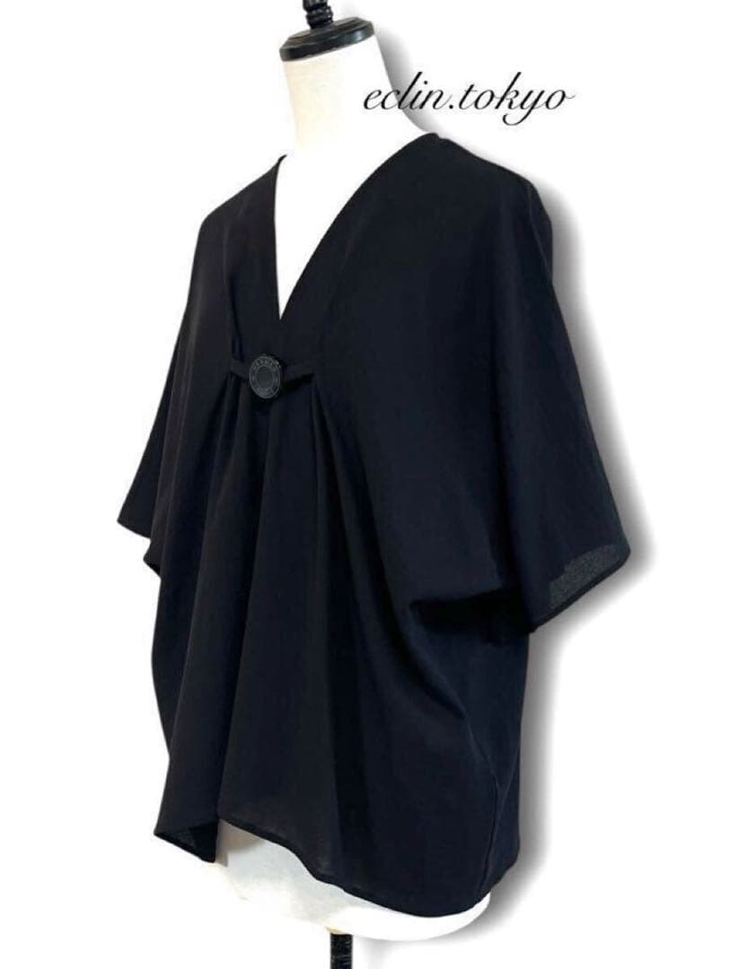 HERMES 《特大セリエボタン》美しいドレープ トップス ブラウス E4714