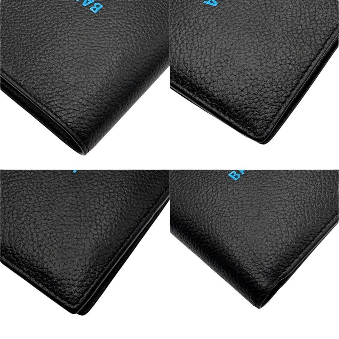 希少美品 バレンシアガ 二つ折り財布 コンパクト 青文字 レザー