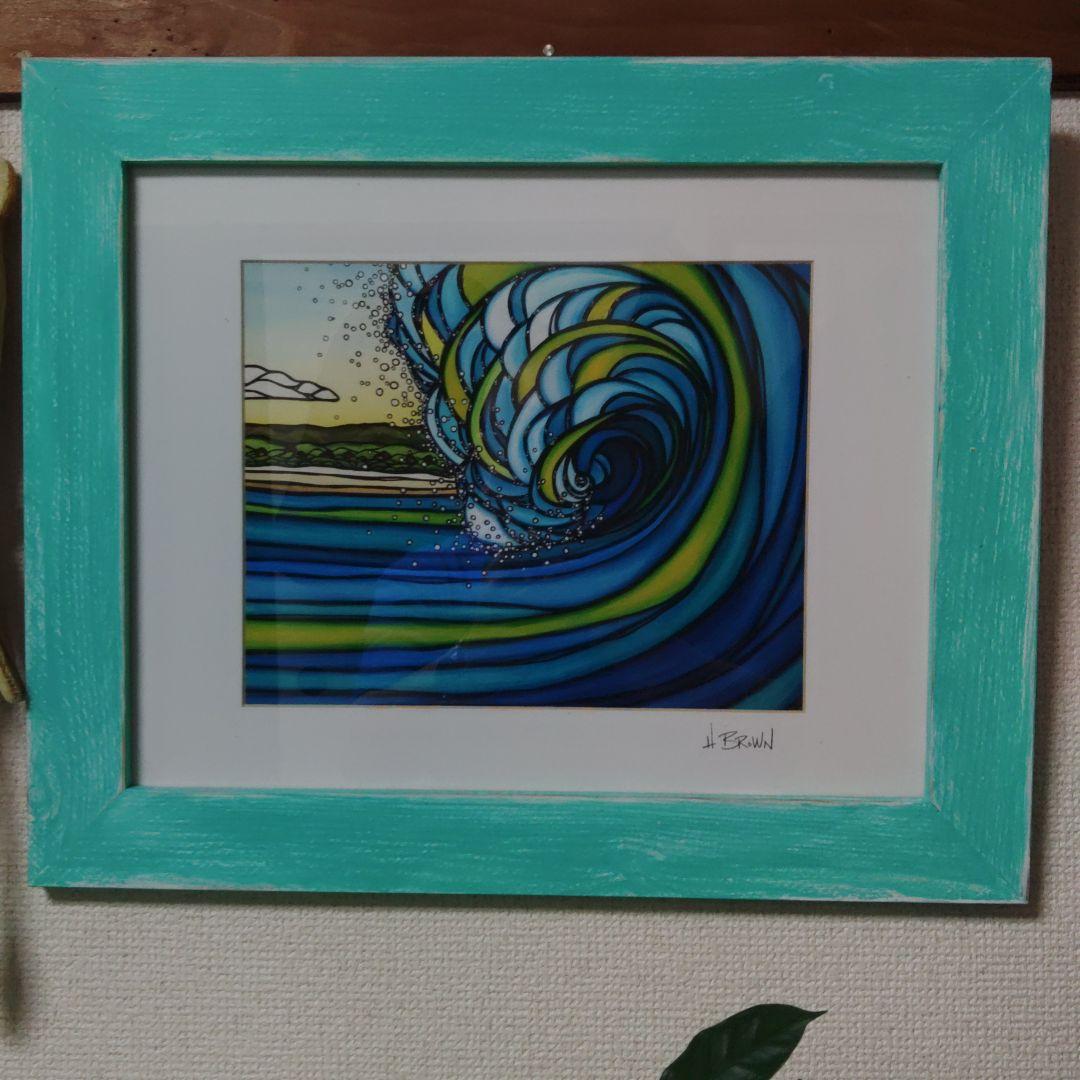 あお　ヘザーブラウン　絵画『Outer Reef』パイン材の額付 あお ヘザーブラウン 絵画『Outer Reef』パイン材の額付 Heather Brown