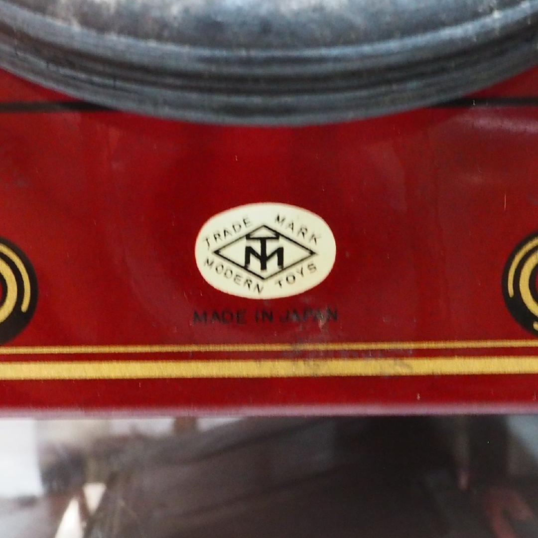 増田屋【ロマンティックカー赤ハンドル折 動作不良】tinブリキtoy car箱付