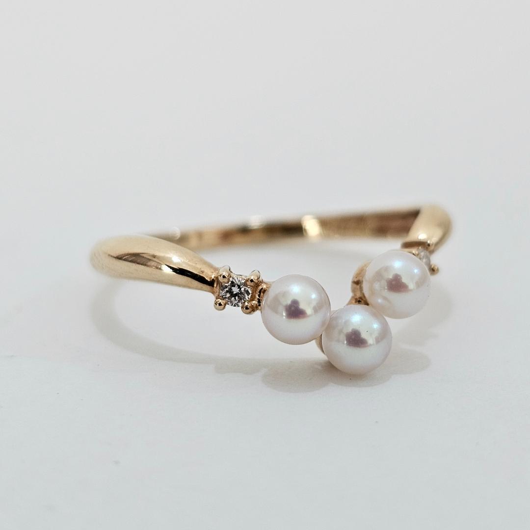 1984 タサキパールダイヤリングK18YGイエローゴールド14.5号3.4mm タサキ パール リング 13.50mm ゴールド K18イエローゴールド YG