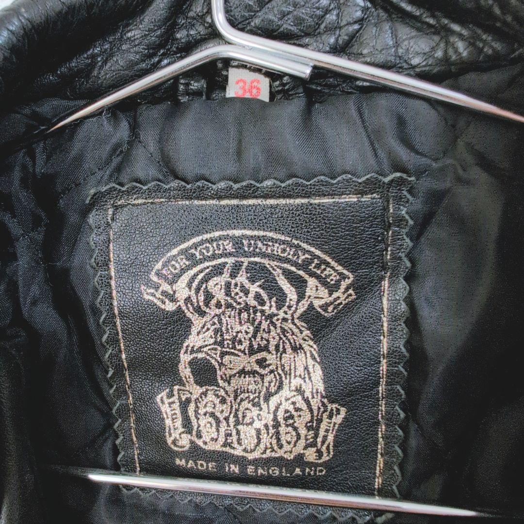 死神タグ【666 トリプルシックス】牛革レザー ダブルライダース