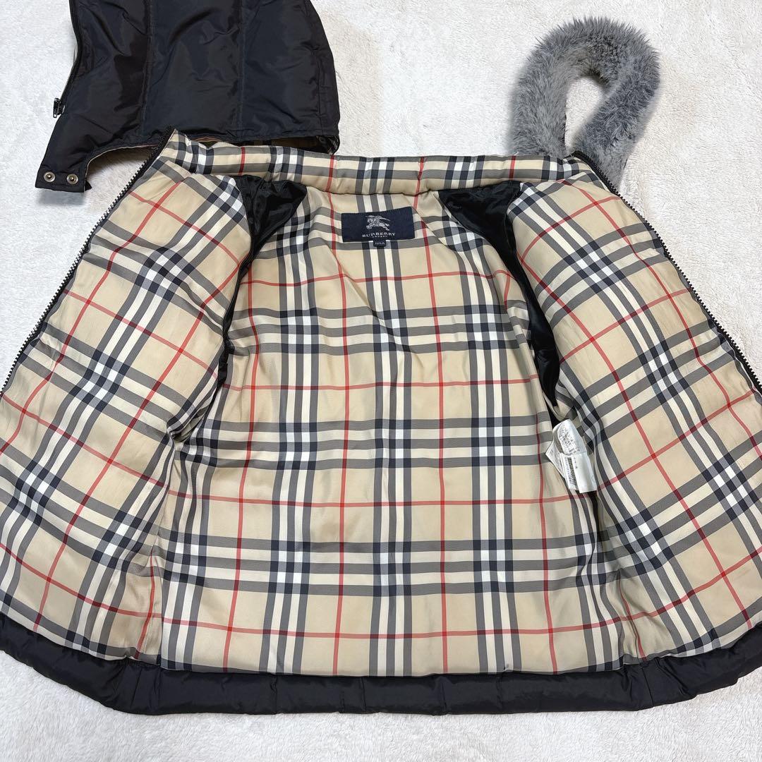 120cm バーバリー ダウンコート ノバチェック 3way フード ファー