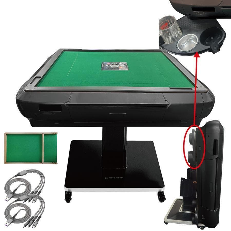 全自動 麻雀卓 ガラス製脚 折りたたみ 静音 テーブルボード付（M黒：28mm）