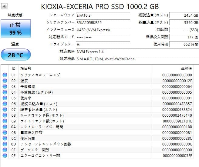 内蔵型SSD KIOXIA EXCERIA PRO 1000.2GB NVMe SSD