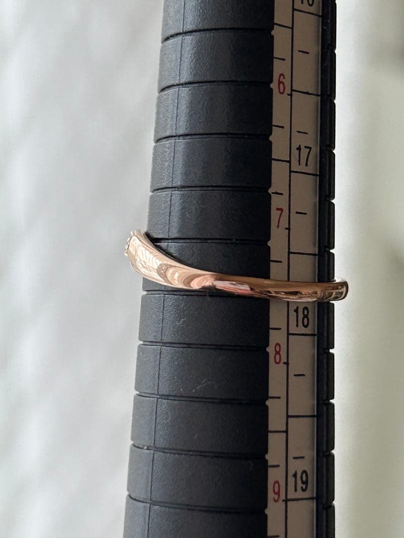 18金 K18PG ダイヤ0.2ct付き カーブリング 2.27g 15号