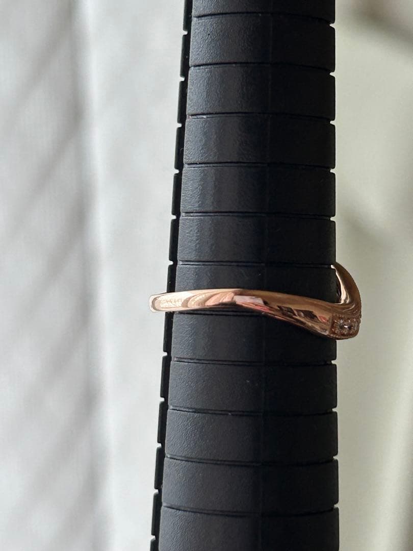 18金 K18PG ダイヤ0.2ct付き カーブリング 2.27g 15号