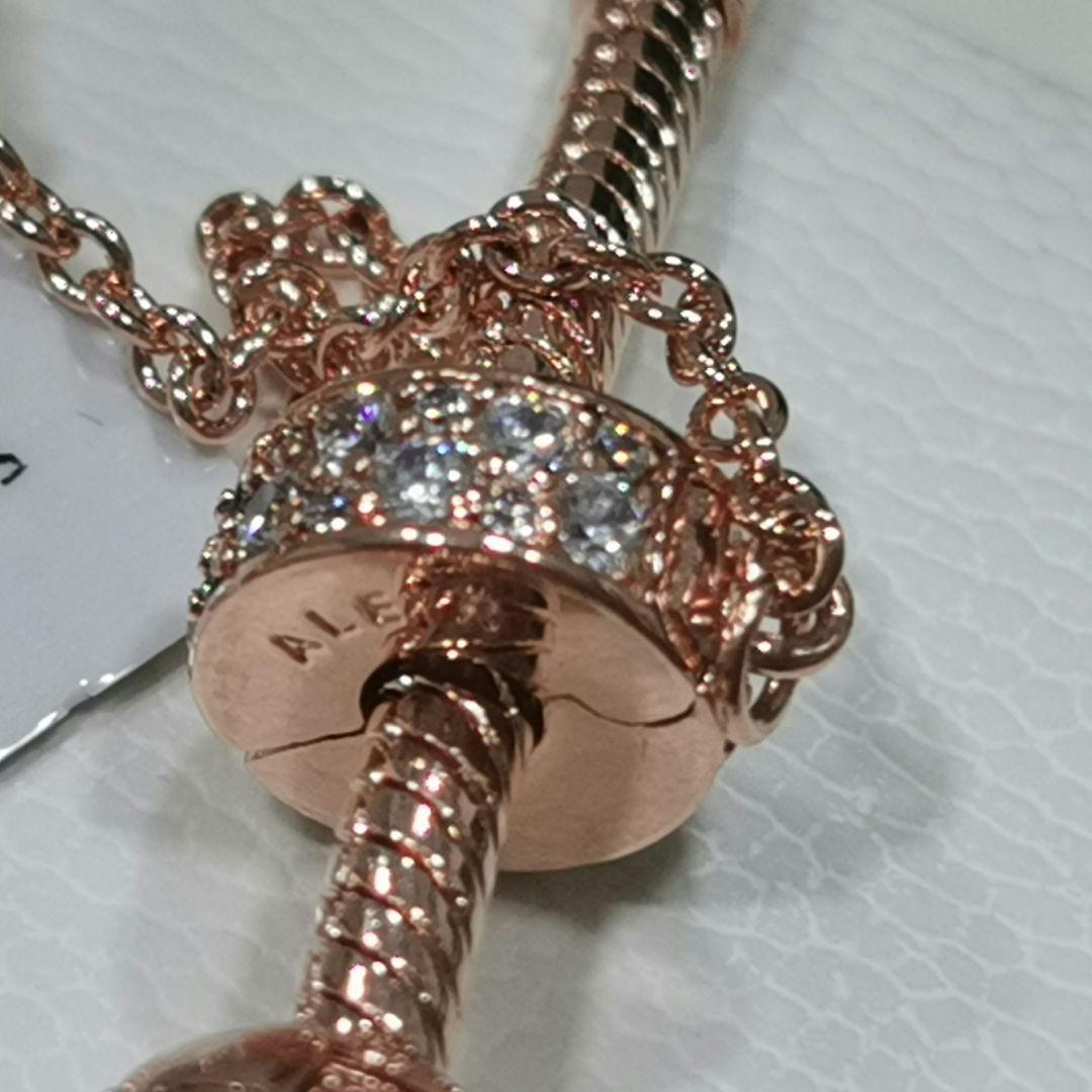 PANDORA ローズゴールド ビーズブレスレット スノーフレークチャーム