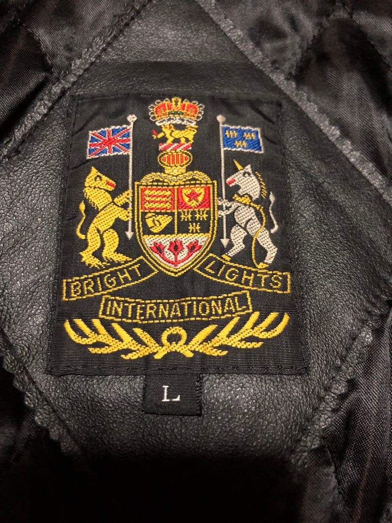 BRIGHT LIGHTS レザー シングル ライダースジャケット 黒 L 短丈