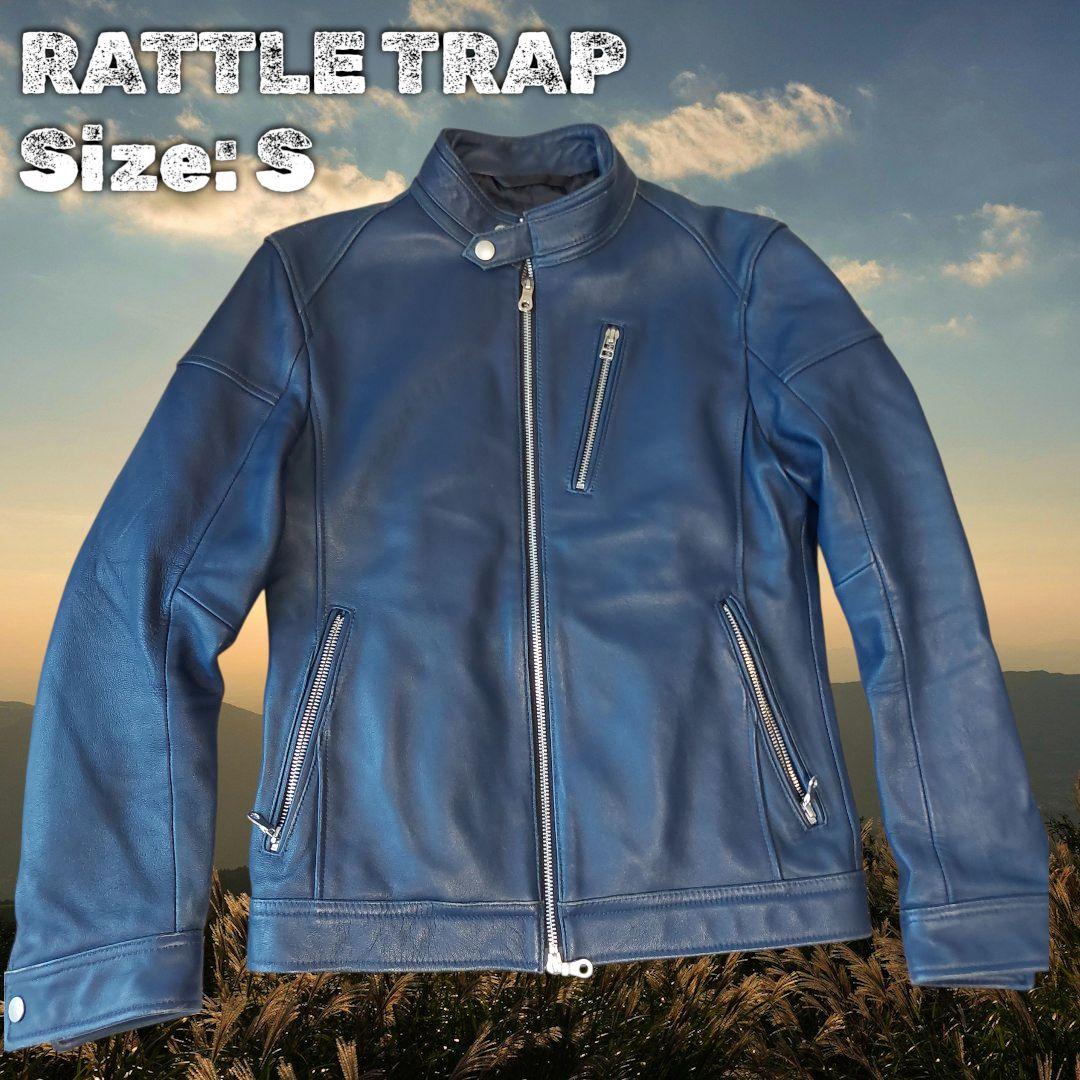 本革】 ラトルトラップ レザージャケット 羊革 ネイビー 光沢感 W