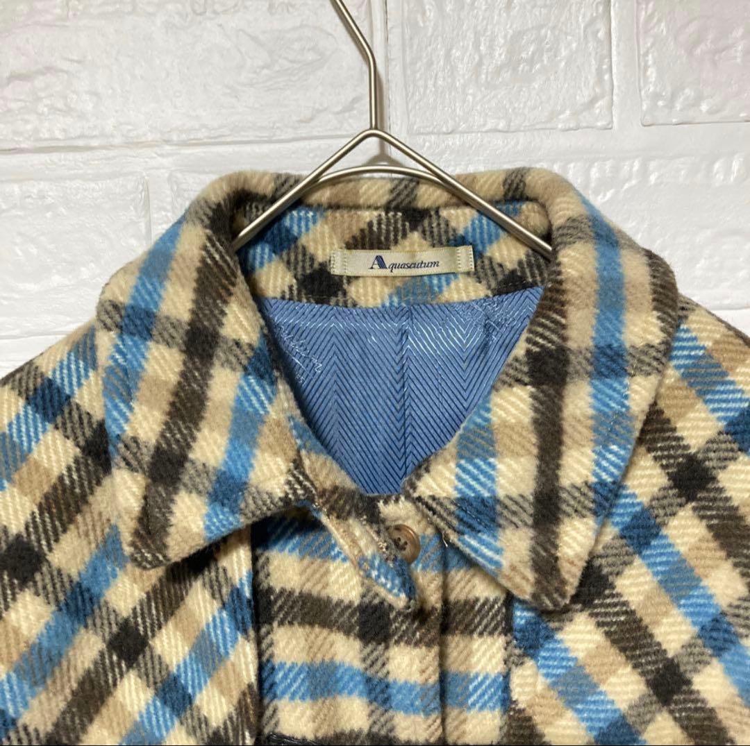 Aquascutum（アクアスキュータム）ダッフルコート チェック柄 M - メルカリ