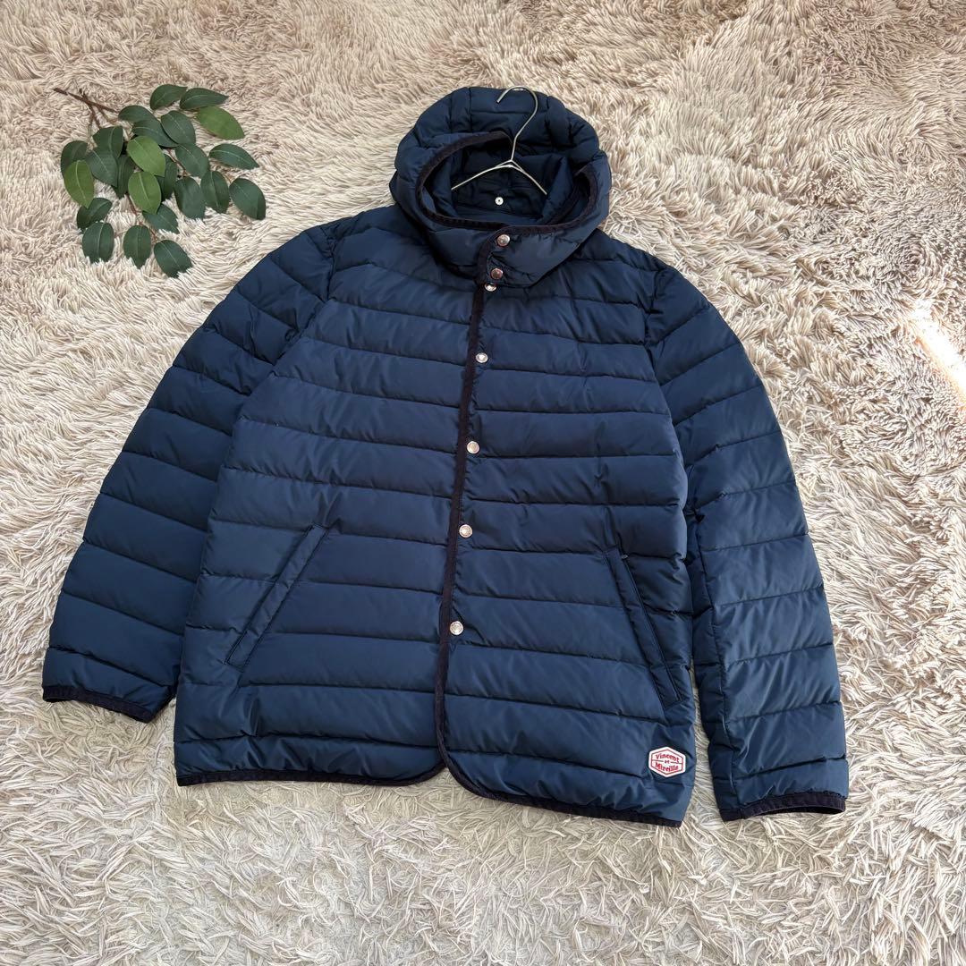 7074✾バンソンエミレイユ✾ダウンコート【42】ネイビー/フード取外可 ステッチレス ダウンコート Vincent et Mireille（バンソン エ