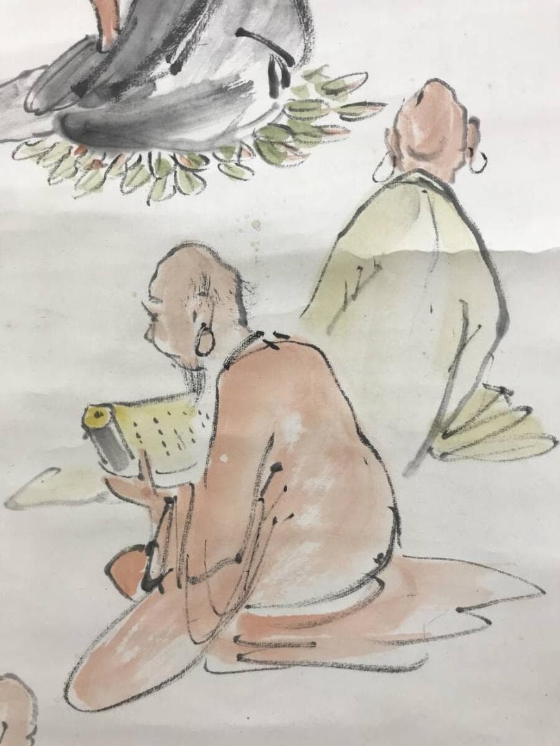 真作/江邨仙史/六聖人図/羅漢図/ラカン図/ラカン図/掛軸/名家伝来AH-558