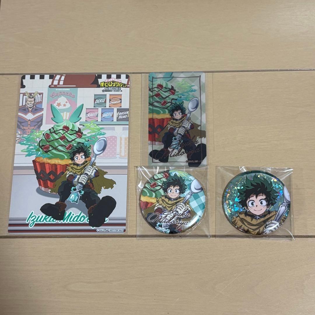 ヒロアカ オープンスクール カップケーキ 緑谷 缶バッジ イラスト