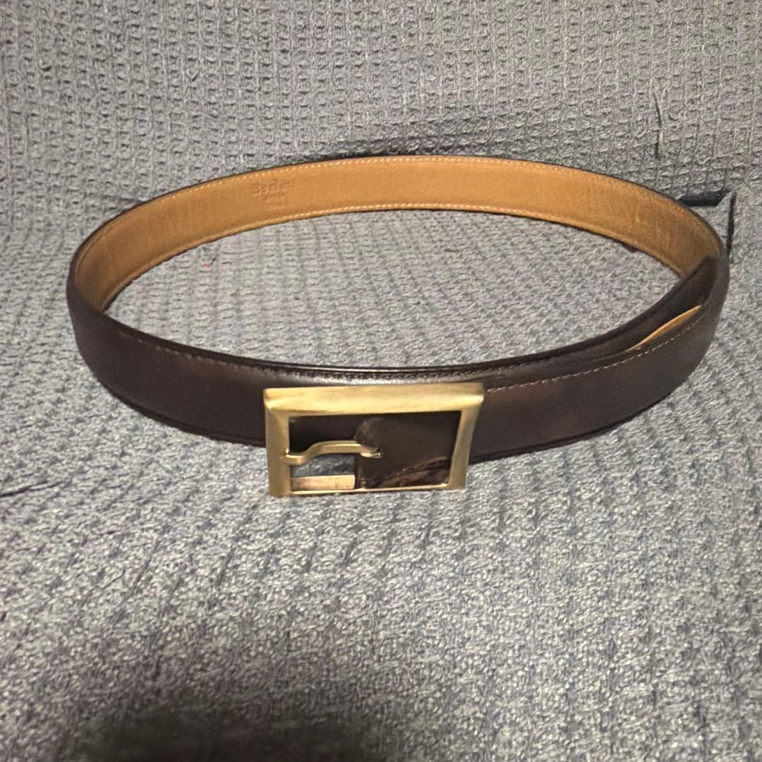 【訳あり】Berluti ダークブラウン レザーベルト Berluti ダークブラウンレザーベルト 訳あり】Berluti ダークブラウン