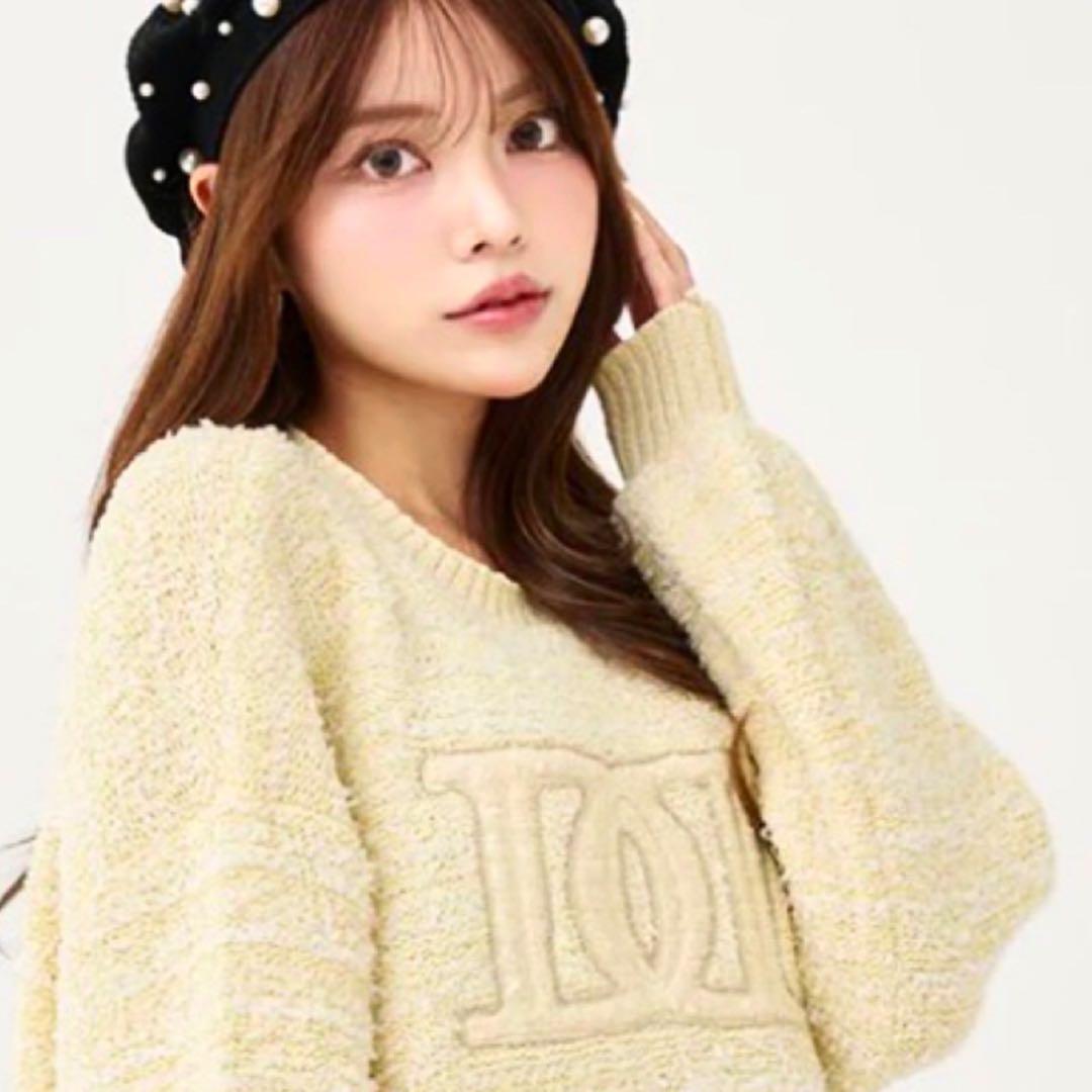 新品タグ付き　ダーリッチ　darich DDロゴツイードニットプルオーバー ダーリッチ Darich DDロゴツイードニットプルオーバー （ホワイト