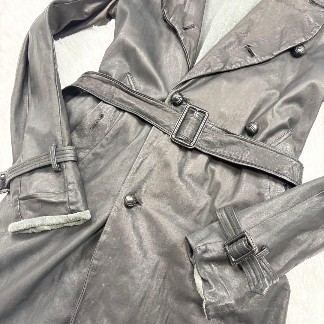 ✨超希少✨シシ オールレザー トレンチコート ベルト ロング丈 羊革 M