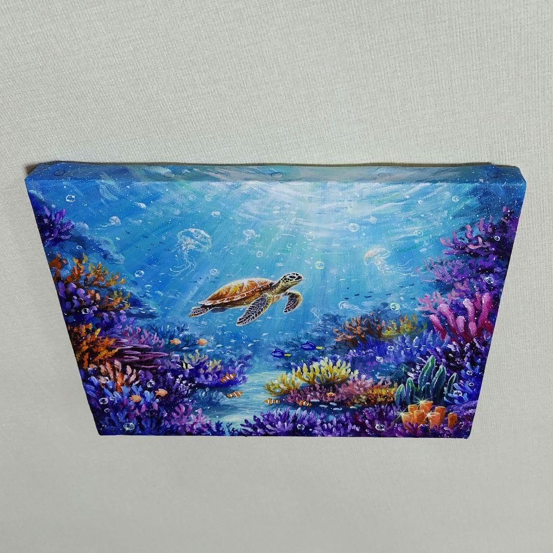 【海中世界】アクリル画 F3 風景画 絵画