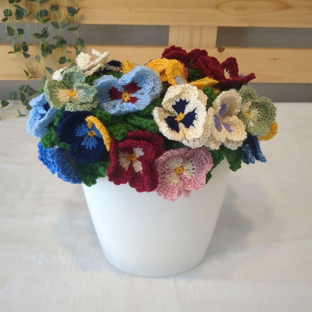 ブーケブランケット 花束 ハンドメイド パンジー リボン - メルカリ