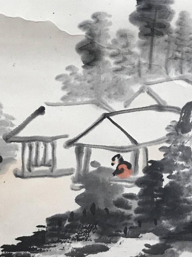 【真作】五雲/山水画賛/山水図/掛軸/名家伝来/AD-975