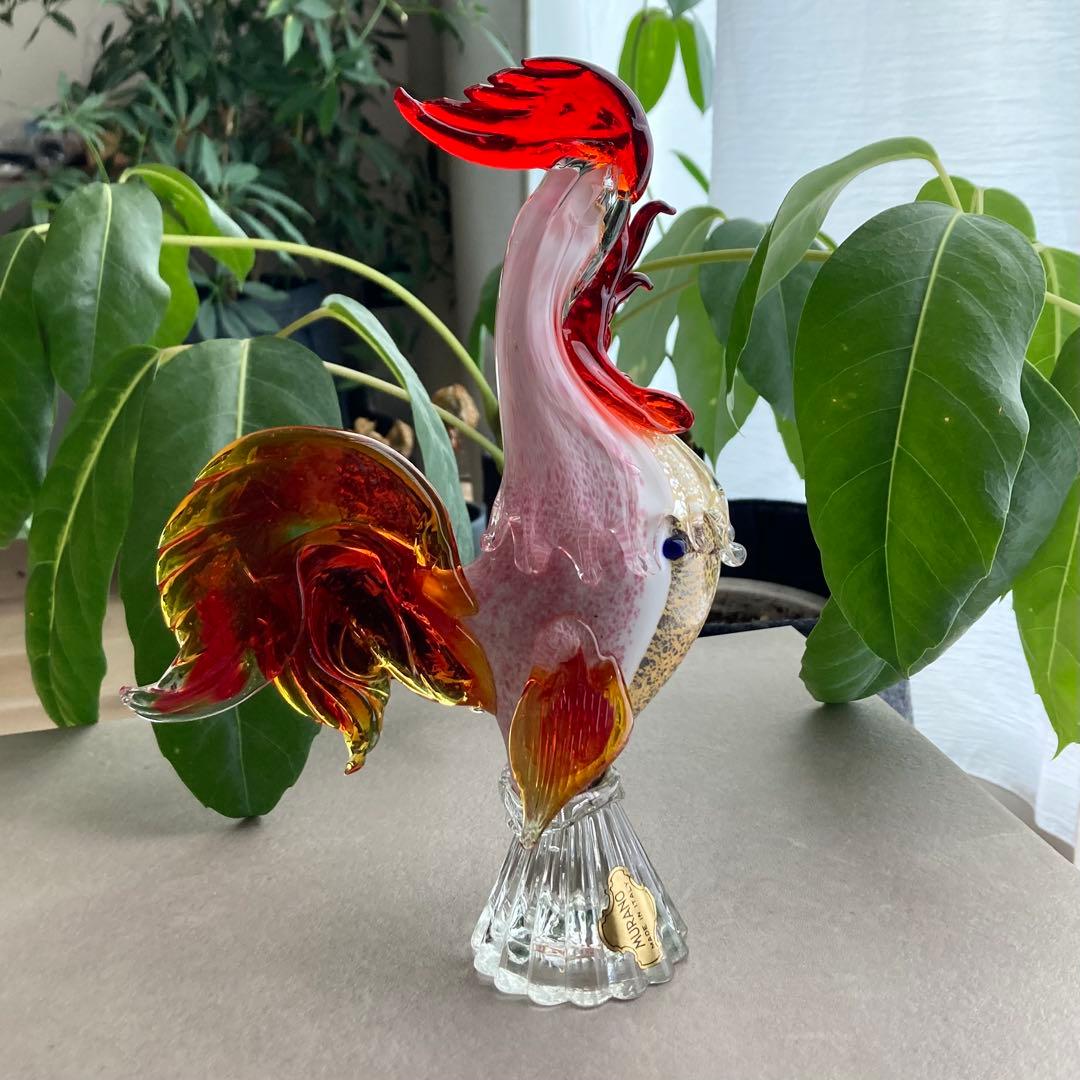 ムラノグラス　鶏　にわとり　MURANO ムラーノ　ヴェネツィア　ガラス細工 Murano Glass 鳥のオブジェ ヴェネチアンガラス ムラーノガラス