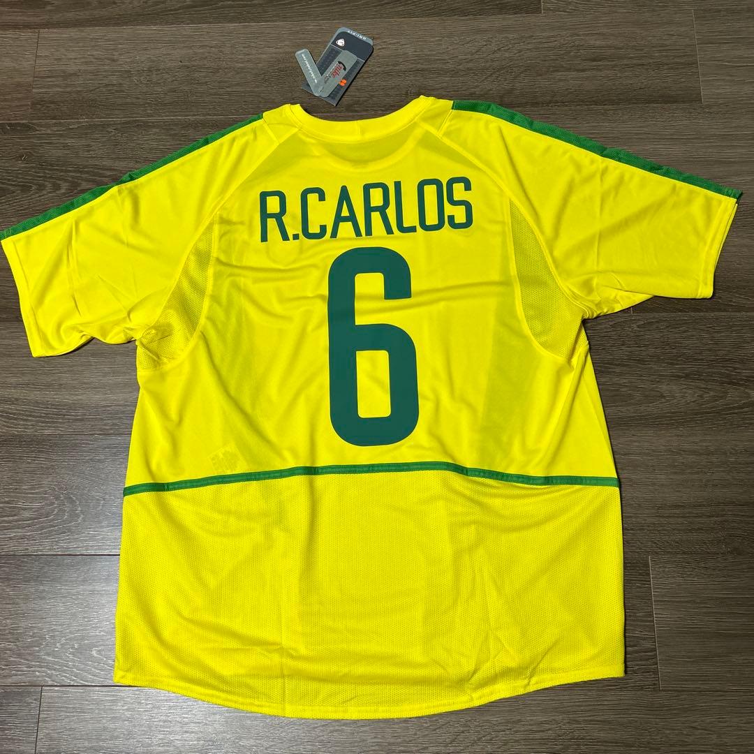 【未使用タグ付】ロベルトカルロス　ブラジル代表　ユニフォーム ロベルト・カルロス 直筆サイン入り ブラジル代表 2004-06 ホーム