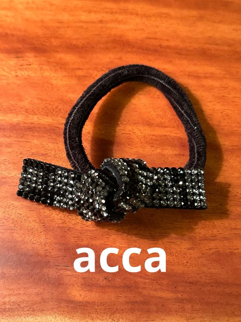 ACCA アッカ￼￼黒リボンスワロスキージェムヘアゴム ACCA アッカ￼￼黒リボンスワロスキージェムヘアゴム
