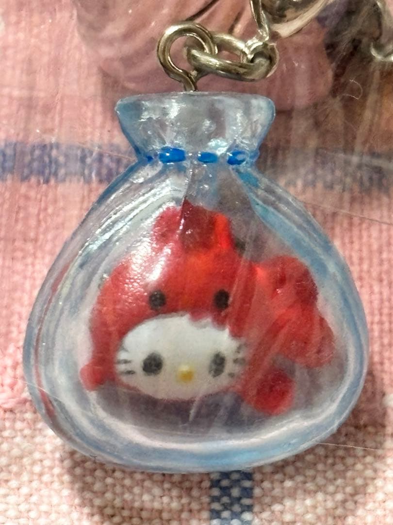 ハローキティ根付ストラップ たい焼き x 金魚すくい x 提灯 - nfc