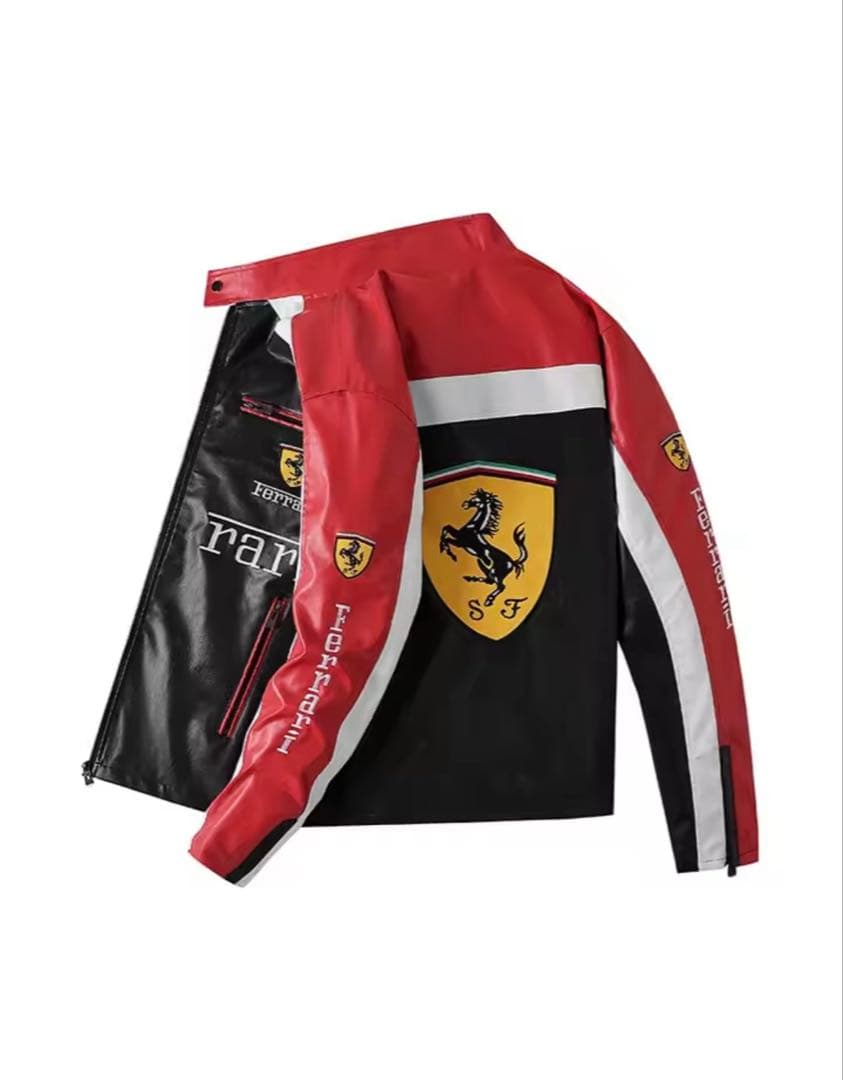 FERRARI 刺繍ロゴ入り ヴィンテージレザージャケット Lサイズ - メルカリ