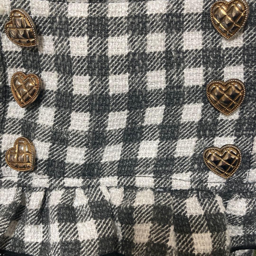 LIZLISA リズリサ ギンガムツイードサスペンダー付きスカパン 黒