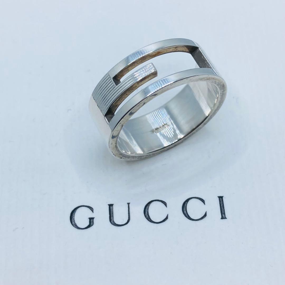 極美品✨ GUCCI グッチ リング ブランデッドg AG925 #17 GUCCI グッチ ブランデッド Gリング 指輪 ブラックコーティング Ag925