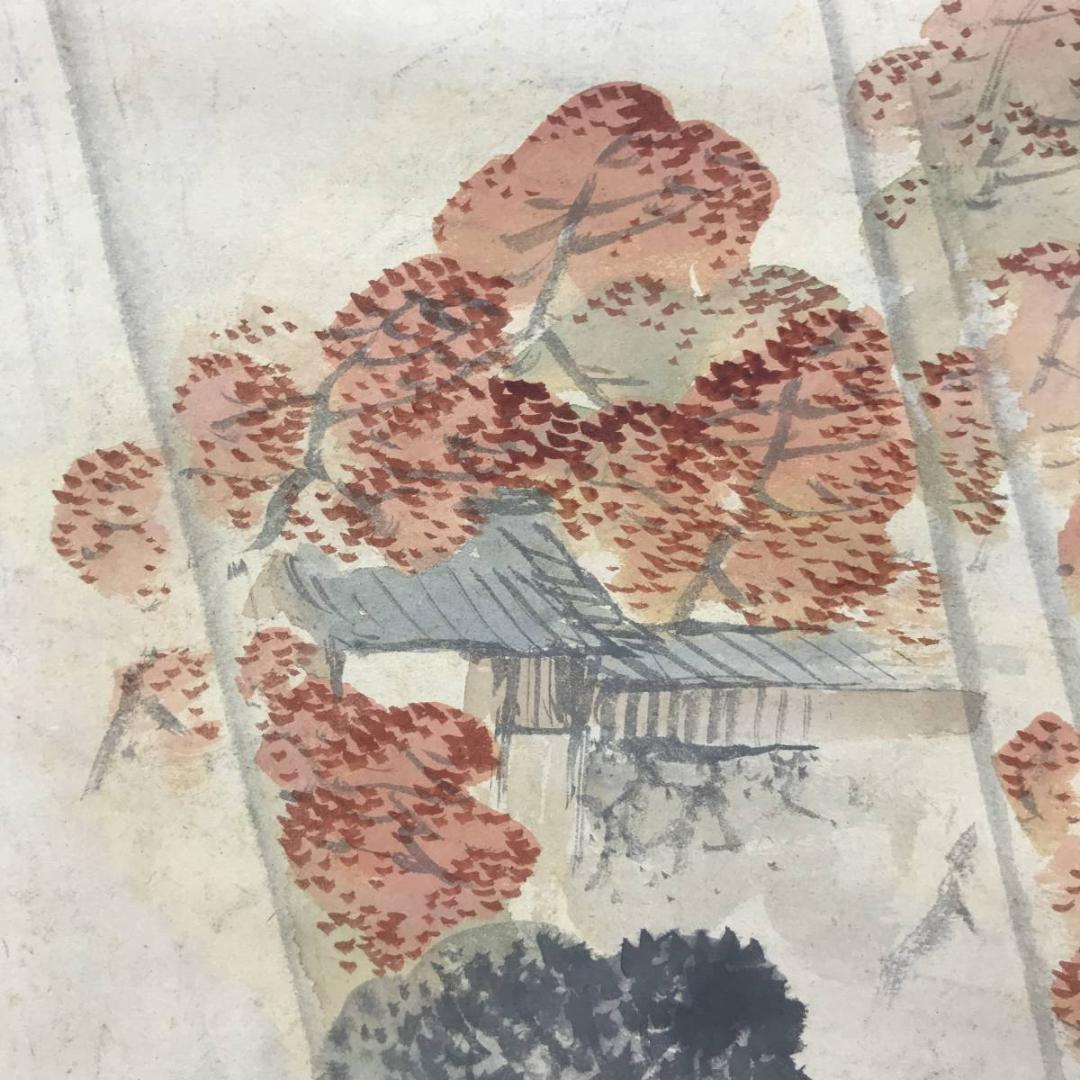 真作/樵渓/高尾紅葉図/秋景山水図/秋山水図/掛軸/名家伝来/AE-10