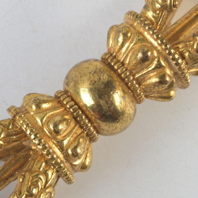 チベット密教法具 古銅鍍金 五鈷杵 金剛杵 V 9570