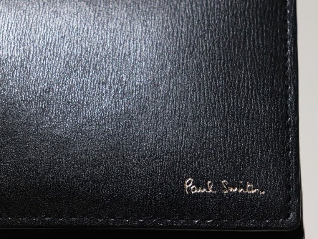 《ポールスミス》新品 ポケット多数 艶のある美しいレザー かぶせ式長財布