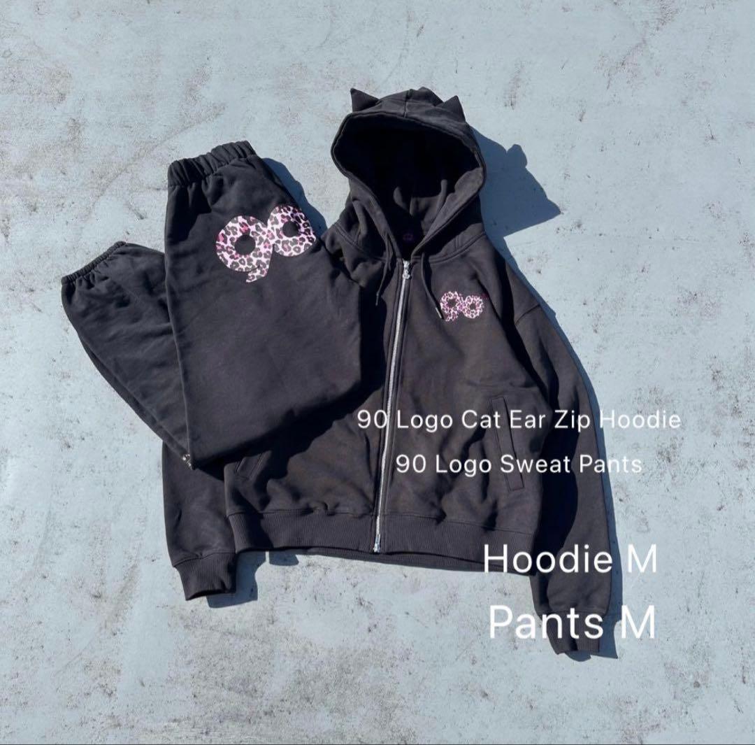 9090 Logo ネコミミ Zip Hoodie Pantsセットアップ 90 Logo Cat Ear Zip Hoodie【9090girl】 – YZ