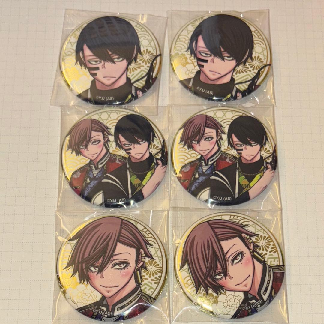 桃源暗鬼 無陀野無人 花魁坂京夜 メタリック缶バッジ 6点 キャラウム