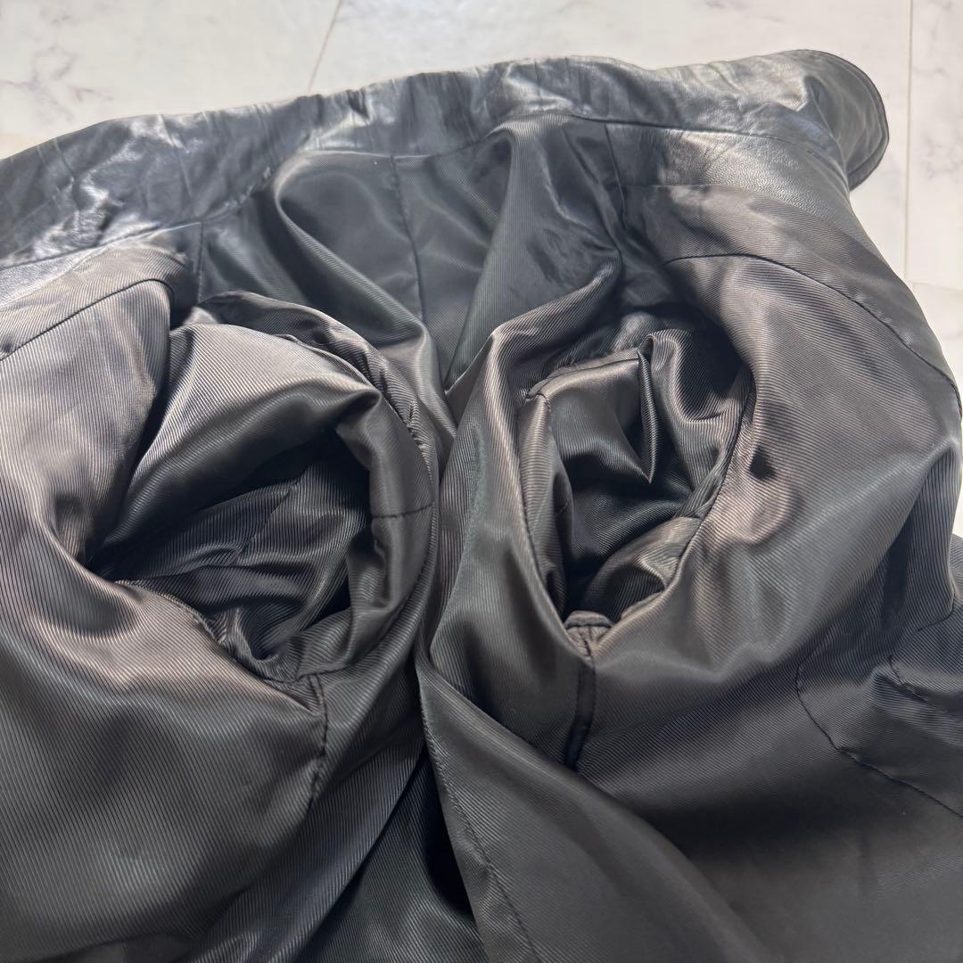 希少 BELLUCCI ゴートレザー ステンカラーコート M 黒 ベ