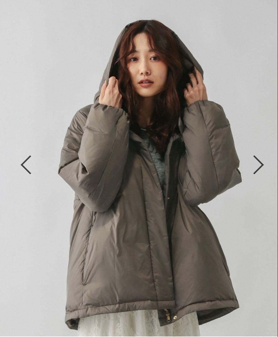 GLOBAL WORK エアリュクスダウンフードブルゾン ブラウン - メルカリ