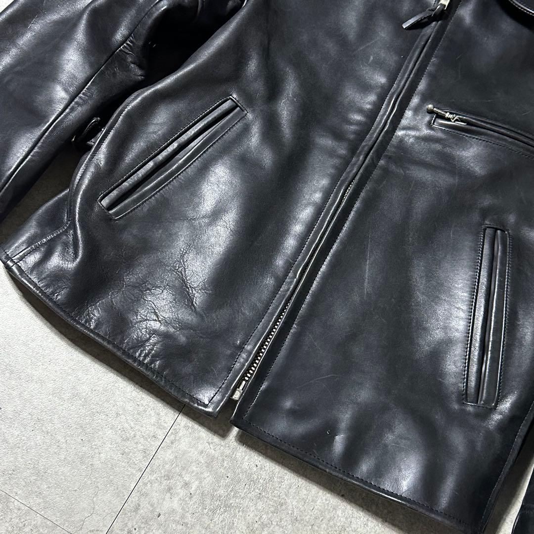 ART GLENHIL シングル ライダース 肉厚 牛革 黒 L 襟付き 裏地 - メルカリ