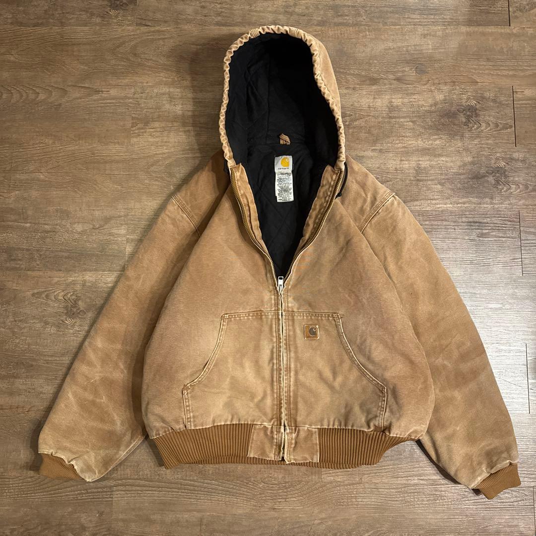 古着　カーハート アクティブジャケット ベージュ フェード　ダック生地 90年代 Carhartt カーハート アクティブジャケット ダックジャケット