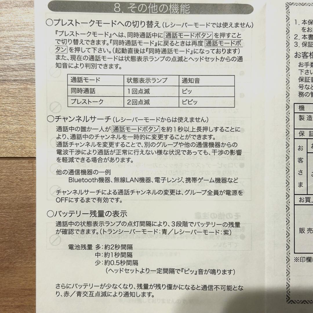 特定小電力 トランシーバ 無線 G-TALK 2.4GHz 4台セット