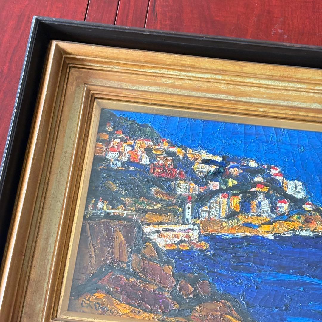 小野政吉「ニース」油彩 額装 東光会顧問 師/熊岡美彦 油絵 B