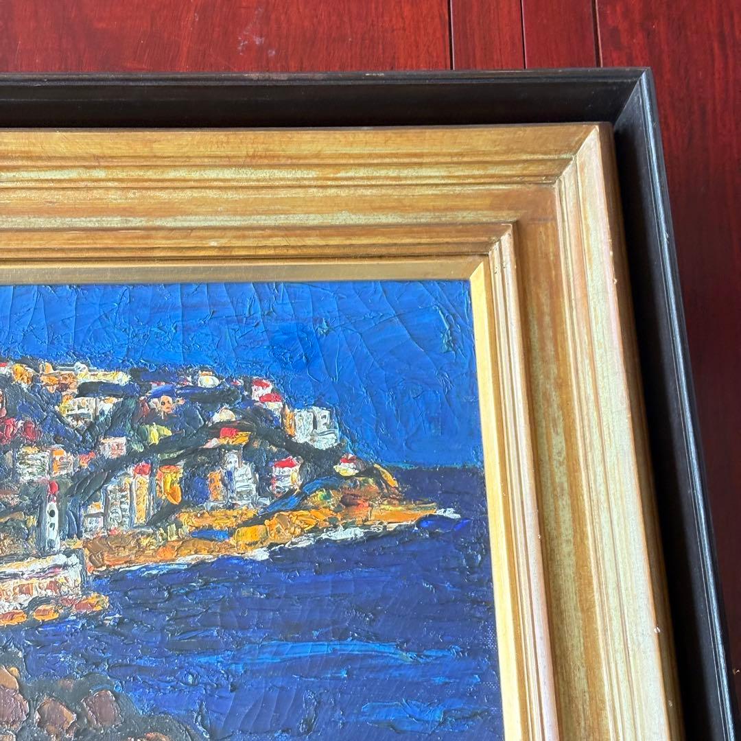 小野政吉「ニース」油彩 額装 東光会顧問 師/熊岡美彦 油絵 B