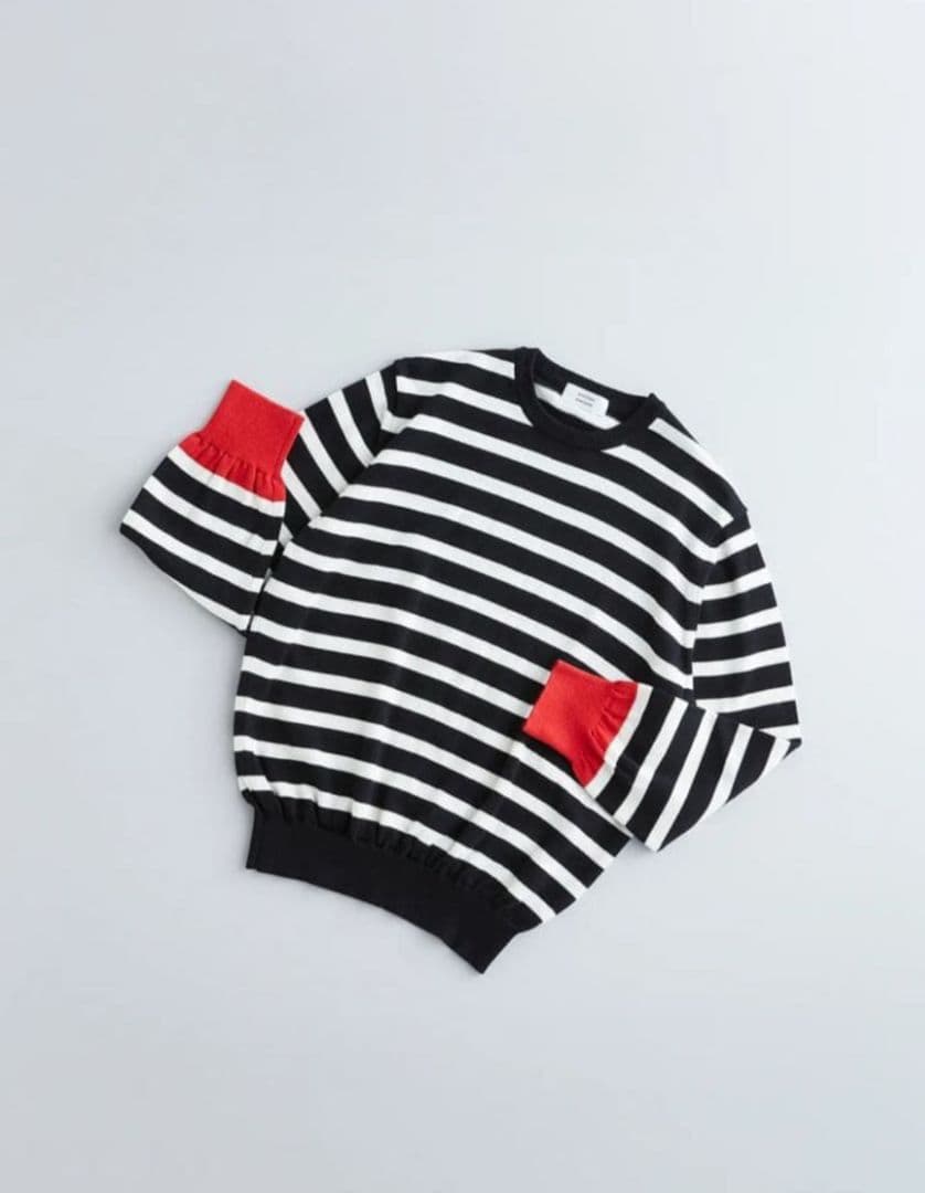 アトリエナルセボーダーニット黒x赤