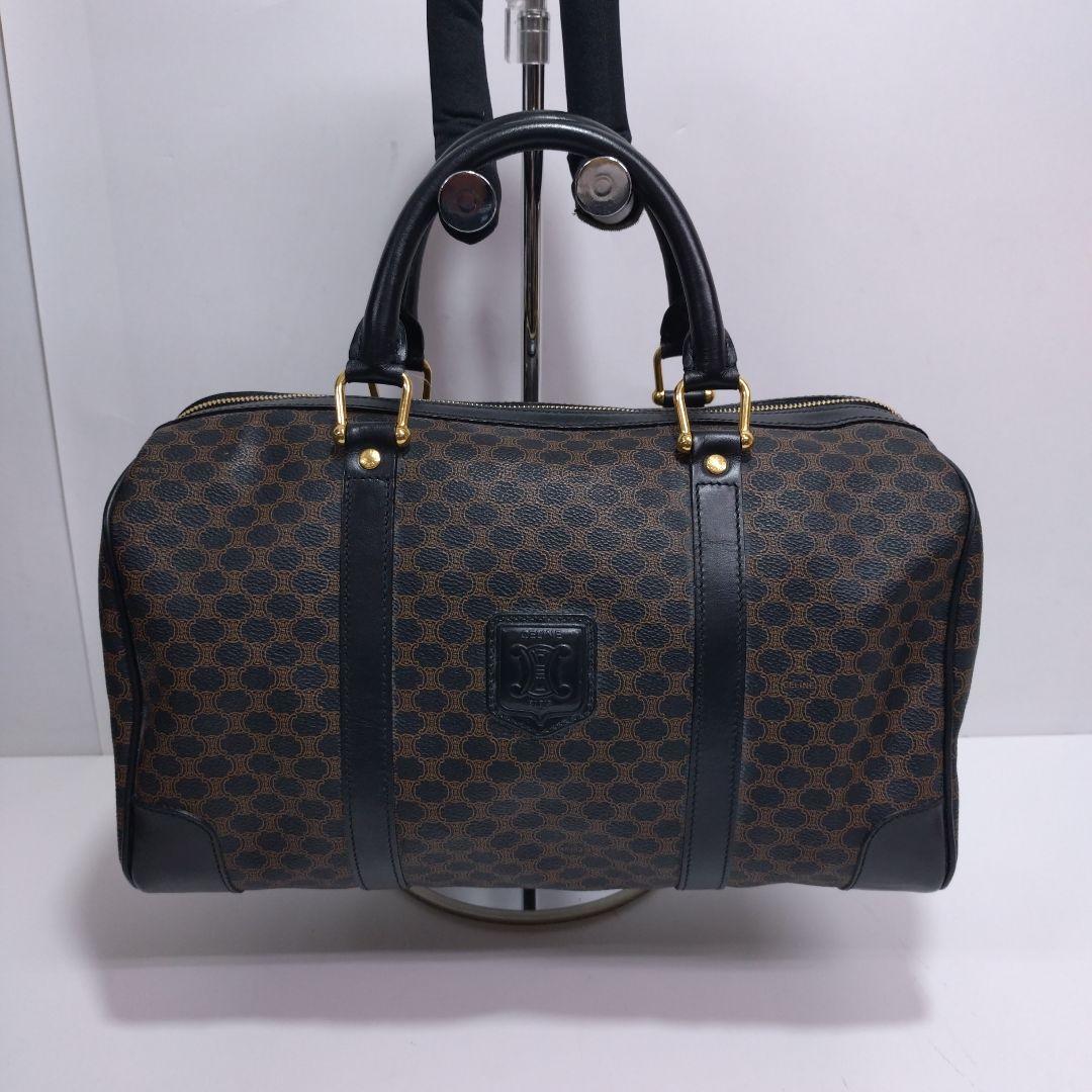 CELINE/セリーヌ　マカダム　PVC ミニボストン　ブラック　美品 中古・古着通販】CELINE (セリーヌ) マカダム ミニボストンバッグ